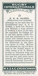 1935 Churchman’s Rugby Internationals #28 Alastair McNeil Back